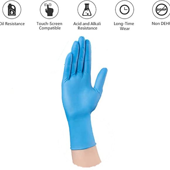 LARGE - 10 BOXES - Blue Nitrile Industrial Gloves - Nails, Cleaning, Food, Salon - Picture 7 of 11